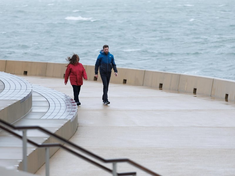 It was a quieter day than expected in Southsea with only a few hardy walkers and runners venturing out into the wind and rain.