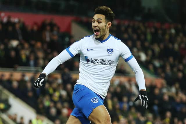 Andre Green celebrates his goal at Norwich in the FA Cup. Picture: Joe Pepler