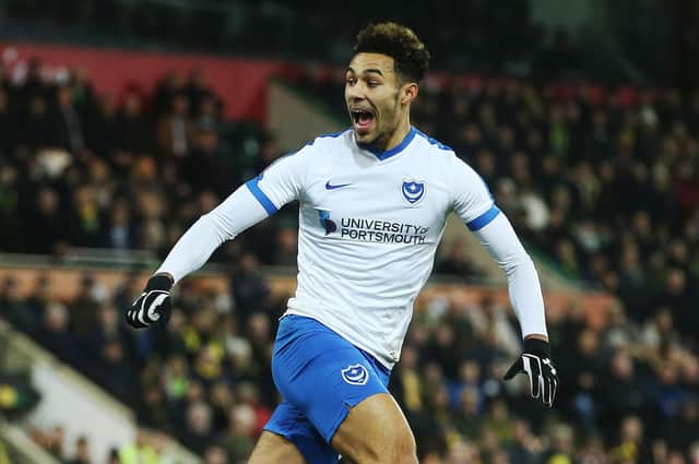 Andre Green celebrates his goal at Norwich in the FA Cup. Picture: Joe Pepler