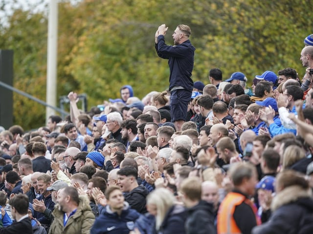 This fan finds a good spot to catch all the action on Pompey's first trip to The New Lawn back in October.