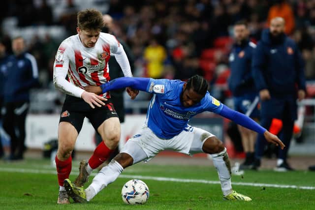 Pompey's Mahlon Romeo in action today. Pic: Will Matthews/PA Wire.