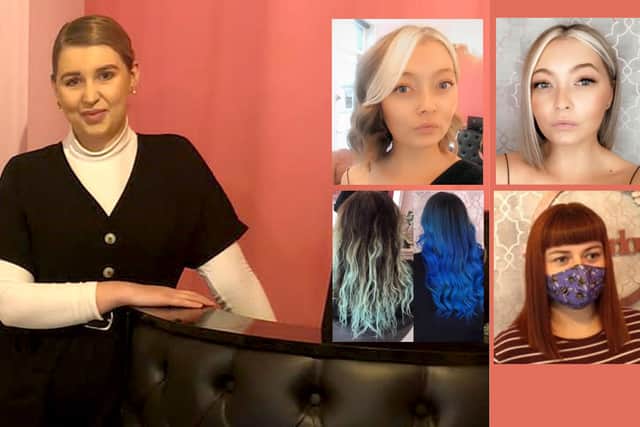 Jess Davey at The Parlour with some of the hairdos she's helped fix