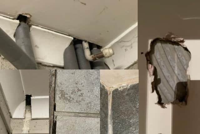 Some of the disastrous work done on Allison's bathroom