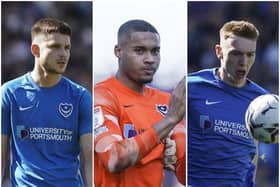 From left, loanees George Hirst, Gavin Bazunu and Hayden Carter