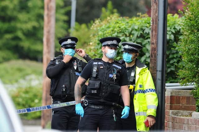 About a dozen officers were at the scene at one point.
Picture: Sarah Standing (030720-5267)
