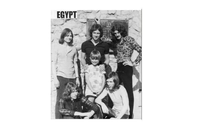 Paul Ellis, far left, with his band Egypt in the 1970s. He wants to find the unknown girl.