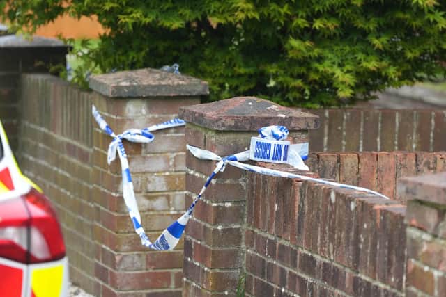 Police in Timsbury Crescent, Havant, after the discovery of a woman's body.