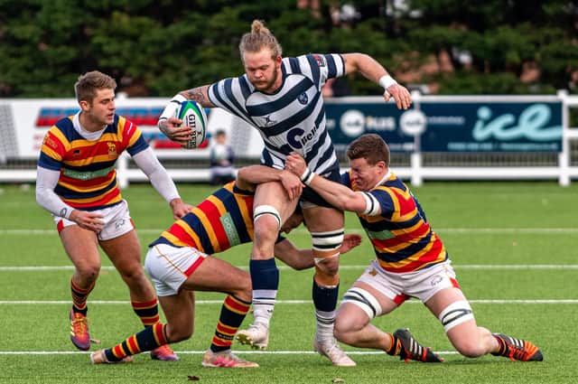 Havant's Harrison Young featured in his 100th league match in the dramatic victory over Westcombe Park. Picture: Vernon Nash (141219-003)