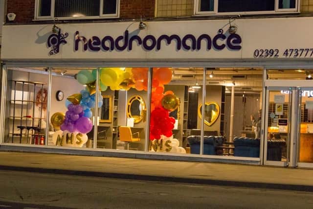 Headromance salon in Havant has decorated its window with rainbow balloons for the NHS.