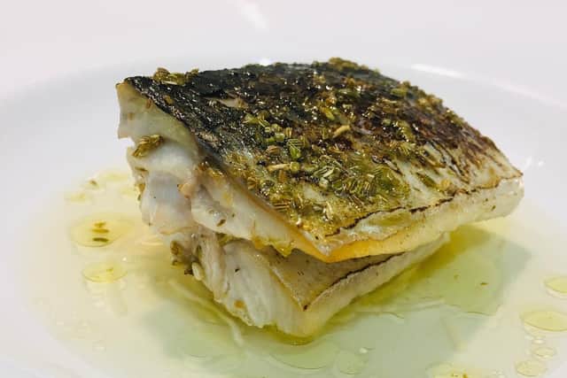 Mackerel, celeriac, apple and fennel seeds, by Lawrence Murphy