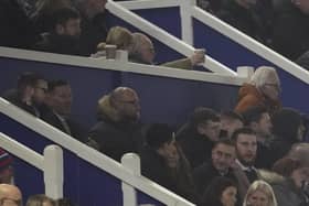 Jon Harley (second from the left) in Pompey's directors' box against Burton ahead of his appointment as John Mousinho's assistant. Picture: Jason Brown/ProSportsImages