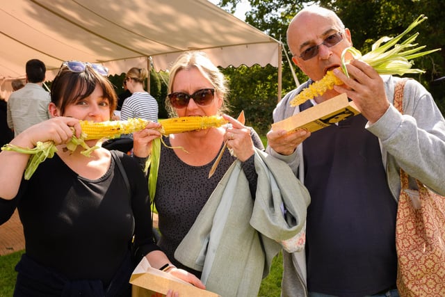 Pictured is: Sweet corn was firm favourite with this group at the South Downs Food Festival Picture: Keith Woodland (140921-56)