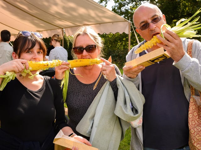 Pictured is: Sweet corn was firm favourite with this group at the South Downs Food Festival Picture: Keith Woodland (140921-56)