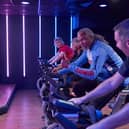 A group cycling session