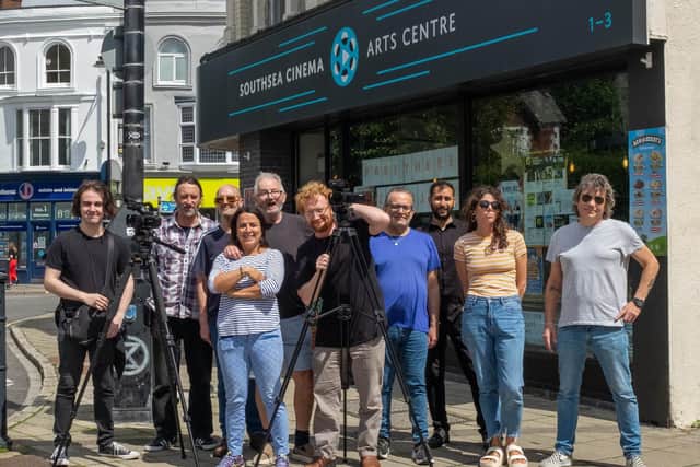 Would be filmmakers have produced a film, I'm only Human' to share their story about recovering from alcohol and substance abuse as part of the Recovery Festival 2023 in Southsea
Pictured: Aysegul Epengin  with Recovery Festival film makers outside  Southsea Cinema
Picture: Habibur Rahman
