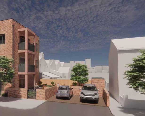 Illustration of the social housing units on Twyford Avenue, Stamshaw.