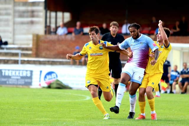 Gosport pair Danny Hollands and Harvey Rew at Chesham. Picture by Tom Phillips