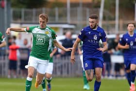 Baffins Milton Rovers midfielder Harry Sargeant, right, is a doubt to face Brockenhurst with a bad back Picture: Chris Moorhouse (jpns 180821-29)