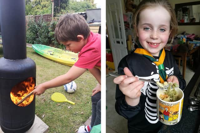 Scouts from across Gosport enjoyed their first ever virtual district camp as they cannot meet in person at the moment. Pictured: left is Oliver Cripps from the 5th Gosport Beavers, right is Georgie Carter from the 1st Lee on the Solent Beavers