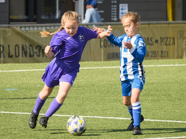 Stoneham Lionesses (all purple kit) versus Crofton Saints. Picture: Keith Woodland (030621-43)