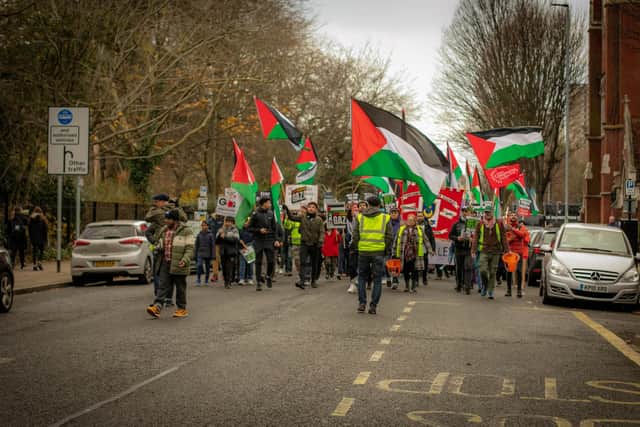 Pictured: Protestors walking down Bishop Crispian Way

Picture: Habibur Rahman