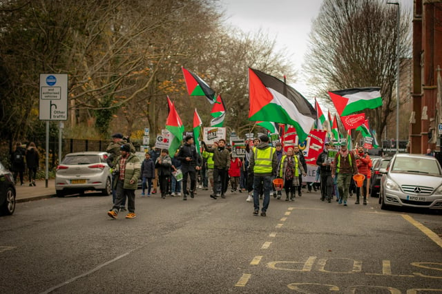 Pictured: Protestors walking down Bishop Crispian Way

Picture: Habibur Rahman