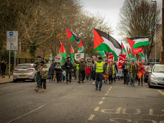 Pictured: Protestors walking down Bishop Crispian Way
Picture: Habibur Rahman