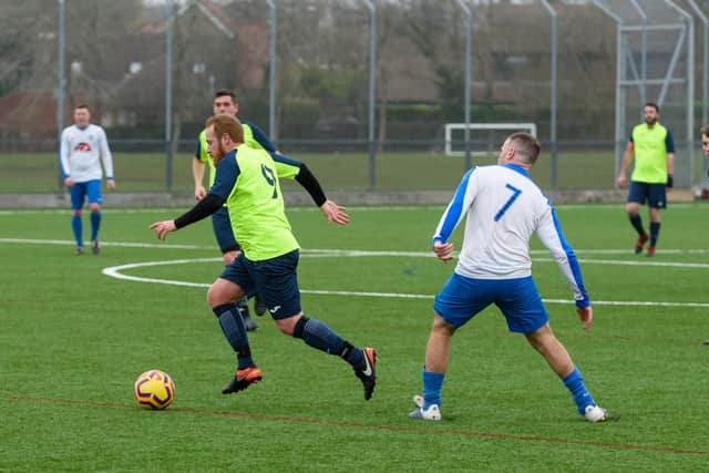 Nathan Newer, left, was Harvest Home's top scorer in 2019/20 with 29 goals. Picture: Vernon Nash