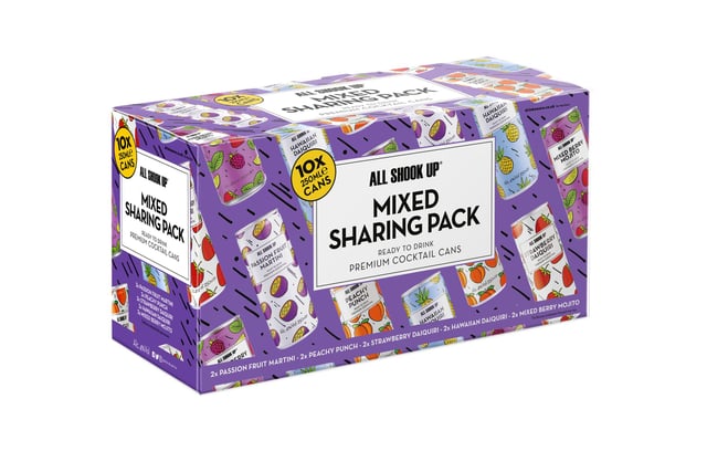 Treat mum to a night in with the Mixed Sharing Pack from the All Shook Up Cocktail range. It contains 10 cans of ready to drink, premium cocktails. 
Mixed Sharing Pack – £13.00
Available from Tesco.