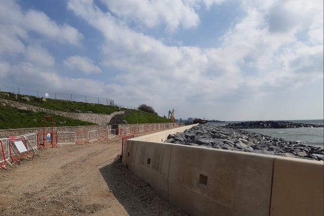 The 'rock armour' has been installed in front of Southsea Castle as well as the boundary wall of the new promenade which will be raised to a higher point.