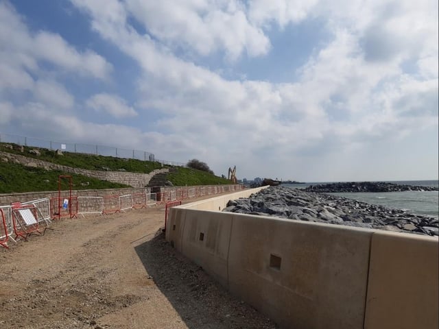 The 'rock armour' has been installed in front of Southsea Castle as well as the boundary wall of the new promenade which will be raised to a higher point.