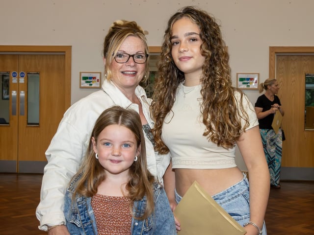 Students were welcomed to Crookhorn College to collect their GCSE results.Pictured - Francesca with Mum and NiecePhotos by Alex Shute