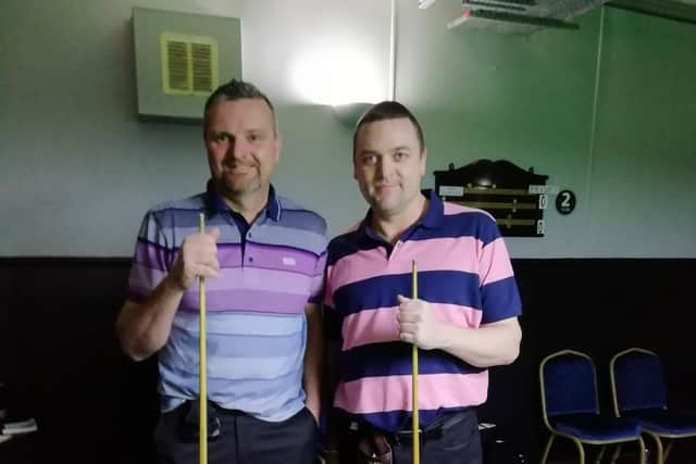 Greg Jones, left, won four frames for Bellair A against the Post Office while Mike Talmondt, right, helped Copnor A & E finish runners-up in the top flight of the Portsmouth Snooker League
