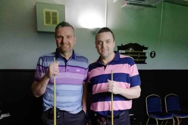 Greg Jones, left, won four frames for Bellair A against the Post Office while Mike Talmondt, right, helped Copnor A & E finish runners-up in the top flight of the Portsmouth Snooker League