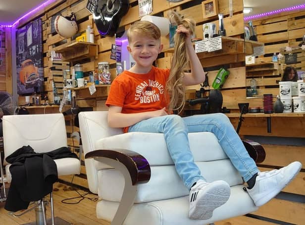 Eight-year-old Beau Vowles from North End had his long hair cut off for the Little Princess Trust and Great Ormond Street Hospital
