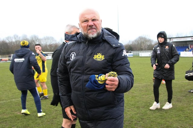 Moneyfields boss Glenn Turnbull celebrates his side's stunning win. Picture by Nathan Lipsham