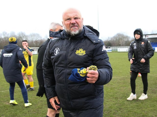 Moneyfields boss Glenn Turnbull celebrates his side's stunning win. Picture by Nathan Lipsham