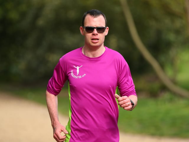 Michael Harrison, runner-up in the 500th Havant parkrun at Staunton Country Park on Saturday morning. Picture: Chris Moorhouse (jpns 220423-015)