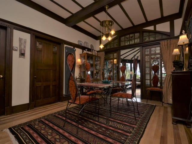 The dining hall has its own recessed bar area.