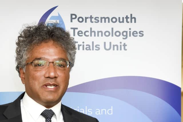 poss front Portsmouth Technologies

Professor Anoop Chauhan, director of research at QA Hospital, at the launch of the new Portsmouth Technologies Trials Unit.

