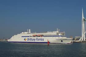 Lovely image of Brittany ferry 'Salamanca' passing the Spinnaker Tower on Saturday 26th March 2022 taken by Tony Weaver