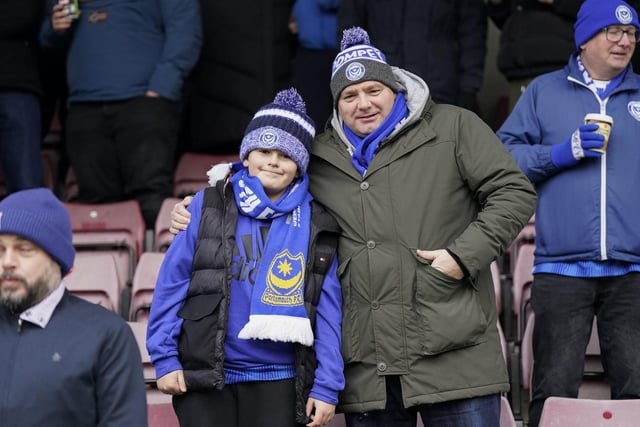 Pompey fans braved the freezing conditions to cheers the Blues to success at Northampton