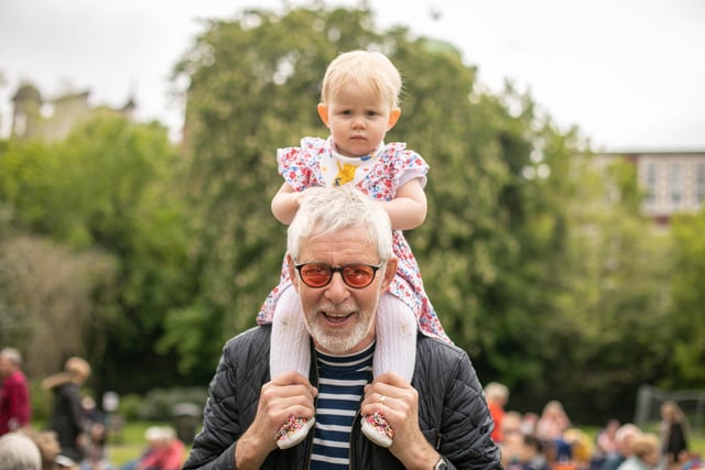 Stan Hoey and 16-month-old Evie at Victoria Park, Portsmouth