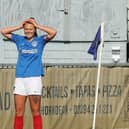 Jade Bradley can't believe she's just scored from a corner. Picture: Dave Haines