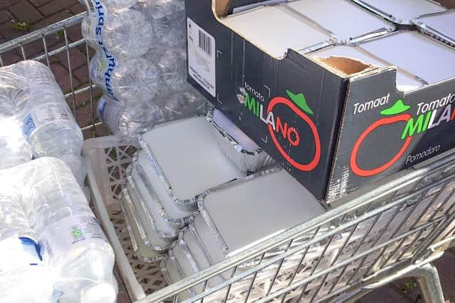 Muslim community celebrates the end of Ramadan by feeding the homeless on Eid day on 24 May 2020.

Pictured: A trolly of food, chicken biryani, somosas, chickpea biran, lacci shemai
Sinir handesh, at Commercial Road, Portsmouth on 24 May 2020.