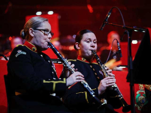 The Royal Marines Band Service performing at the annual Mountbatten Festival of Music at the Royal Albert Hall.