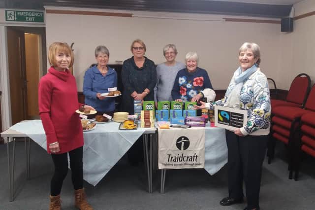 Patricia Williamson, far right, and others at the Emsworth Fairtrade tea party at Emsworth Methodist Church on February 29, 2020. Picture: June Dowsett