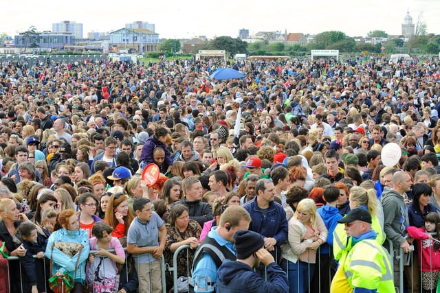 The Evening Celebrations at The Olympic Torch Relay as it came to Southsea Common early on Sunday evening 
There were stage acts as well as Rizzle Kicks a pop duo,  as 65000 people enjoyed the free spectacle 
Picture: Malcolm Wells (122387-5699)