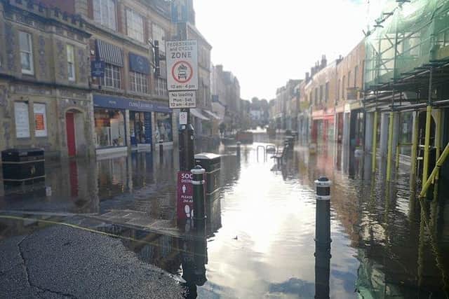 The floods which affected Winchester city centre.