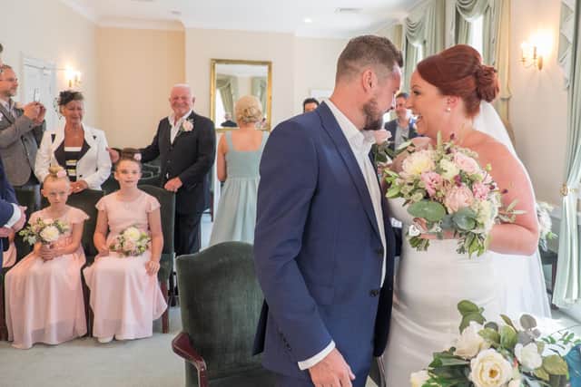 The couple wed at Portsmouth Register Office. Picture: Carla Mortimer Photography